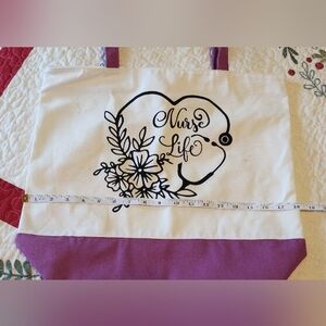 Nurse Life Canvas Tote With Zipper Closure